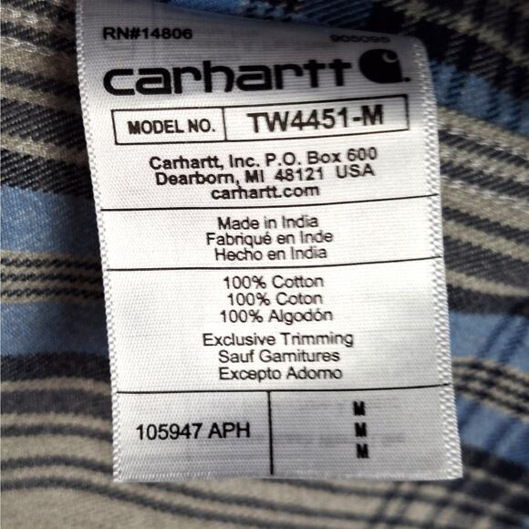 Carhartt Shirt Mens Medium Heavy Flannel Plaid Shacket Loose Work Chore Outdoors - Picture 5 of 6